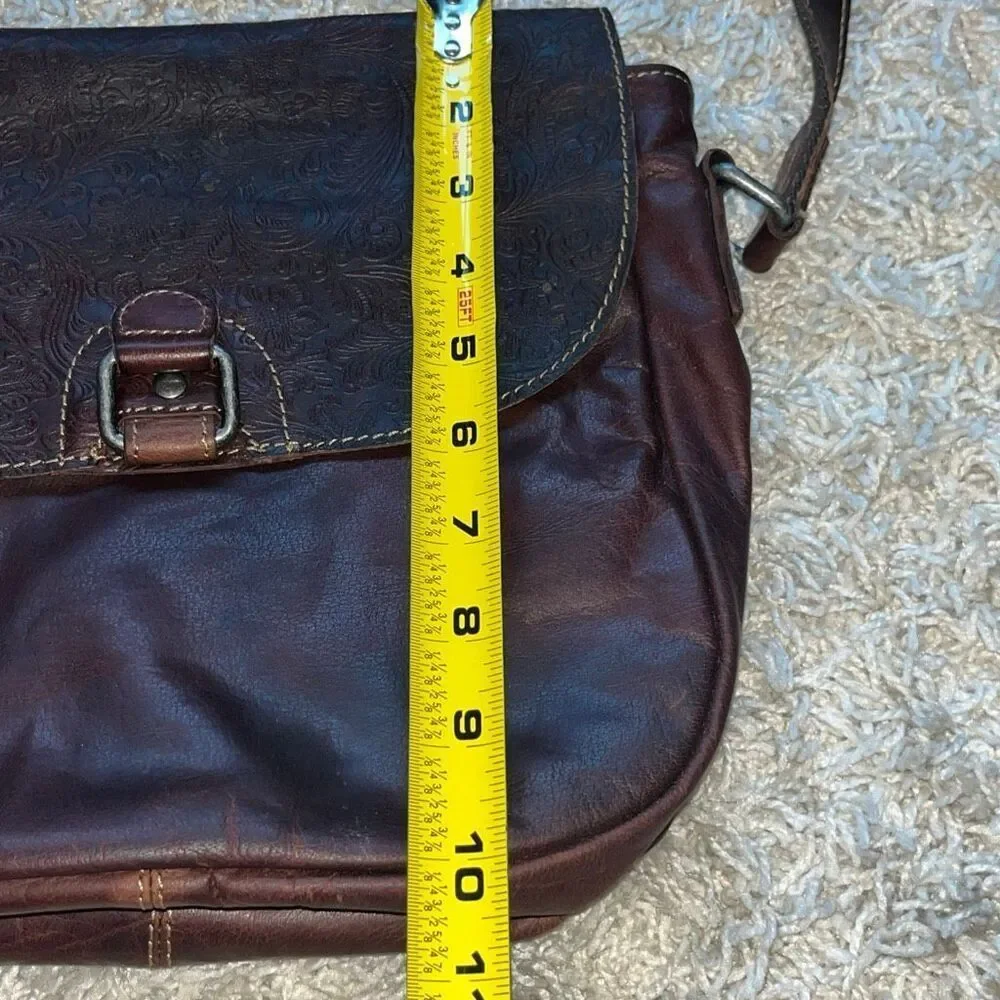 JACK GEORGES Brandy Embossed Flap Leather Crossbody Purse Bag